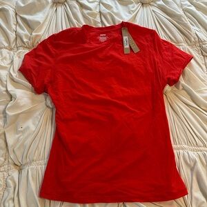 SKIMS Red Fitted T-Shirt Short Sleeve